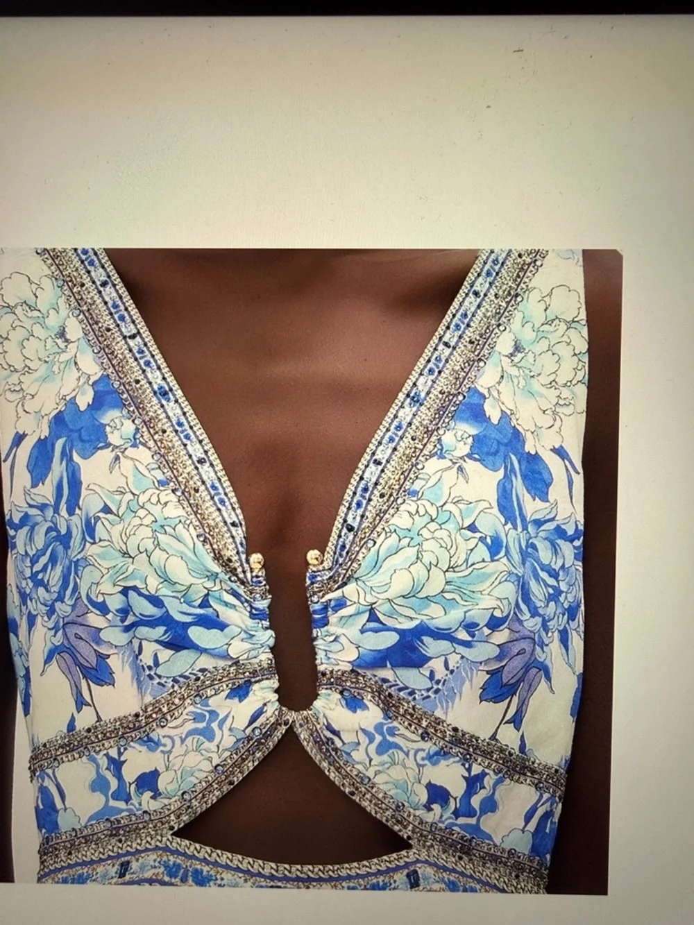 Camilla Blue🩵 and White Floral Cutout Mini Dress - Picture 5 of 12